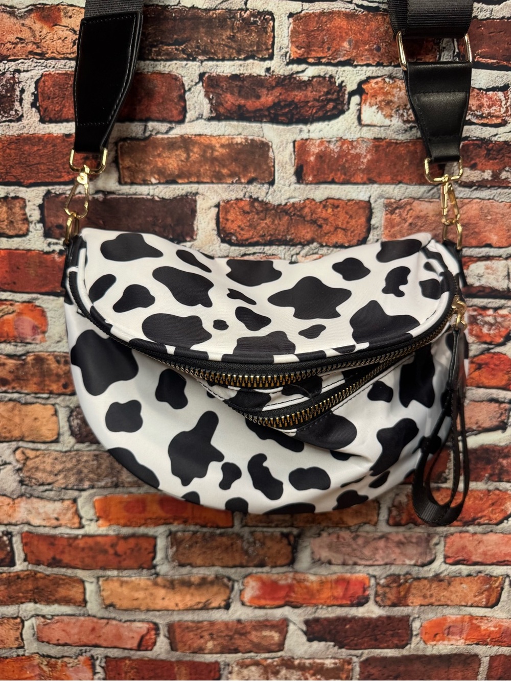 Black & White Cow Print Crossbody Bum Bag
